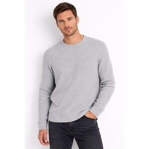 Reiss Emory Chunky Knit Sweater Mens Sz L Gray Heavyweight Crewneck Quiet Luxury